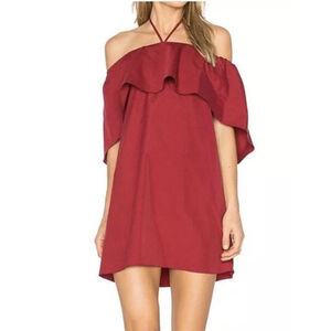 Alice + Olivia Jada Caped Shift Mini Dress Small Bordeaux Red Cocktail Chic $280
